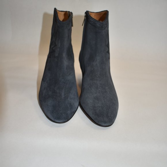 Isabel Marant Dacken Suede Western Embroidered Ankle Boots Faded Black Size 37 - Picture 9 of 11